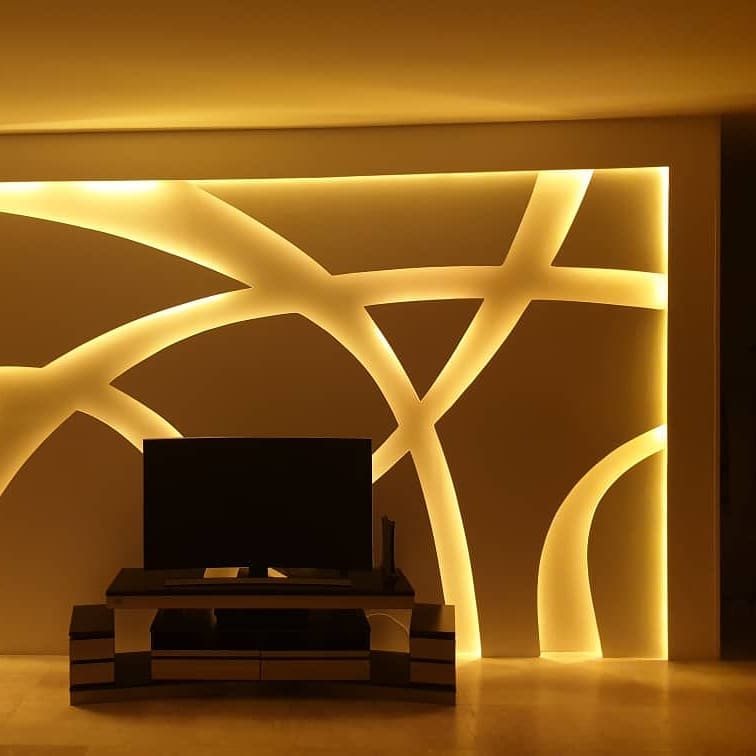 طراحی و دیزاین دیوار پشت تلویزیون با کناف